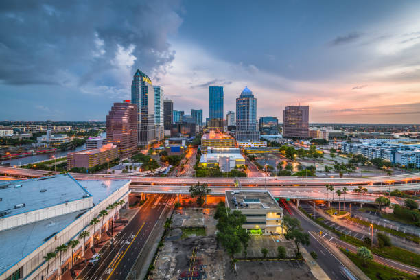Tampa, Florida, USA downtown skyline on the bay.